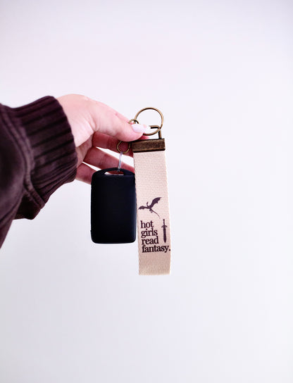 Bookish Canvas Wristlet Keychain and Keychain Wallet – Handmade Key Fob Lanyard, Compact Keychain Wallet