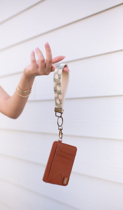 Card Holder Keychain Wallet with Wrist Lanyard, Faux Leather Compact Card Holder, Stylish Keychain Wallet for Women