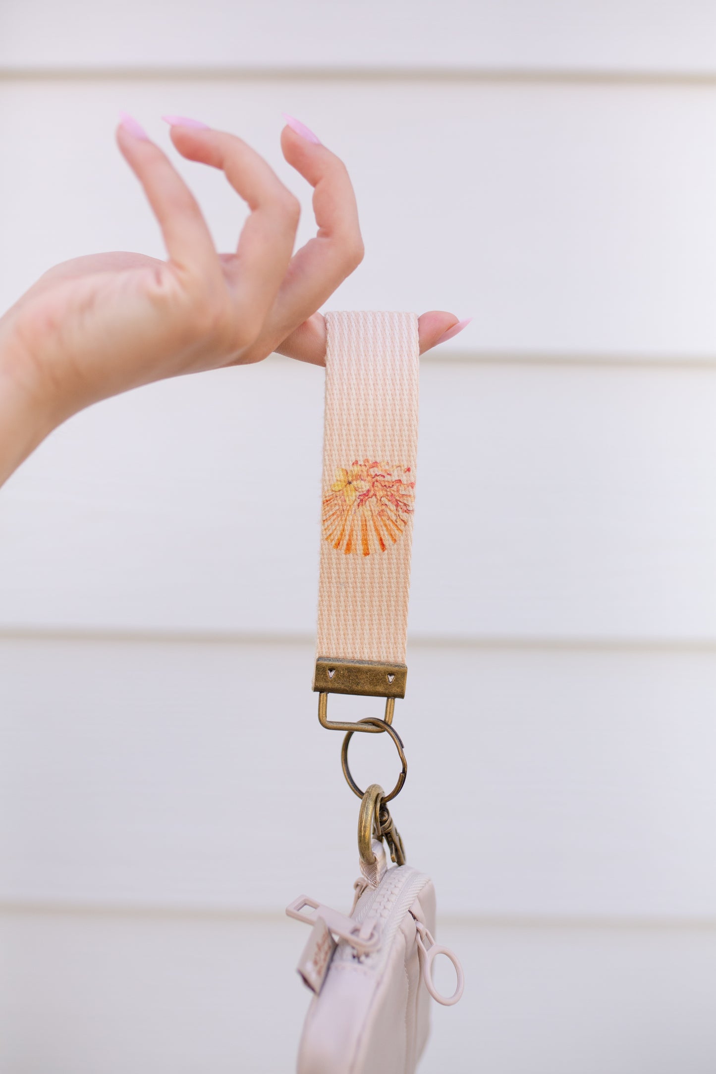 Summer Canvas Wristlet Keychain and Keychain Wallet, Handmade Key Fob Lanyard, Compact Keychain Wallet