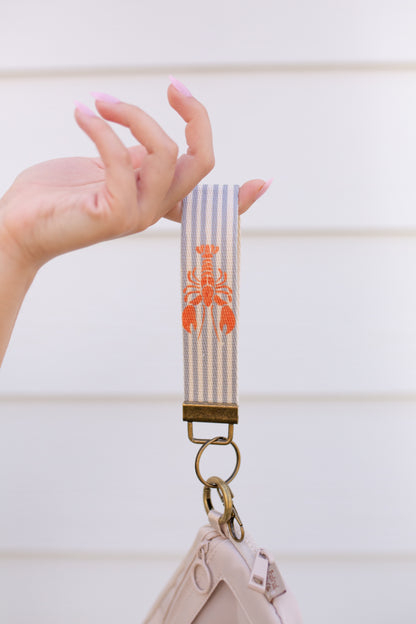 Summer Canvas Wristlet Keychain and Keychain Wallet, Handmade Key Fob Lanyard, Compact Keychain Wallet