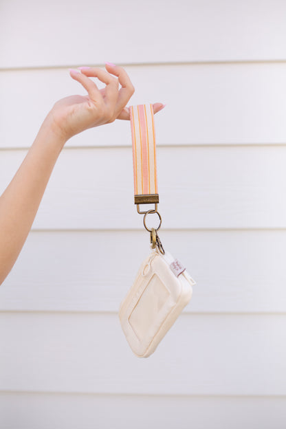 Summer Canvas Wristlet Keychain and Keychain Wallet, Handmade Key Fob Lanyard, Compact Keychain Wallet