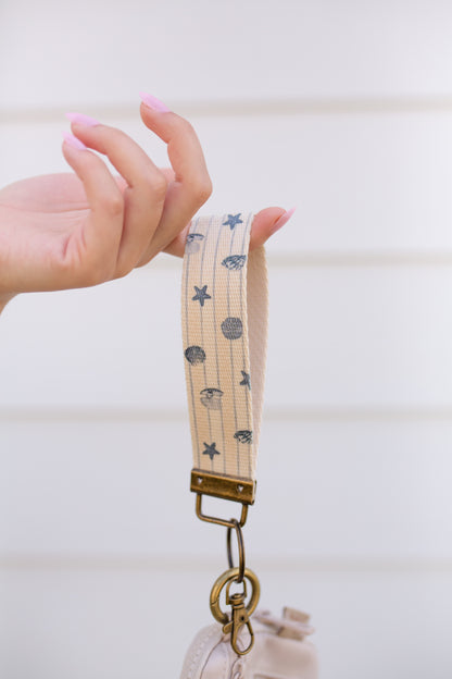 Summer Canvas Wristlet Keychain and Keychain Wallet, Handmade Key Fob Lanyard, Compact Keychain Wallet