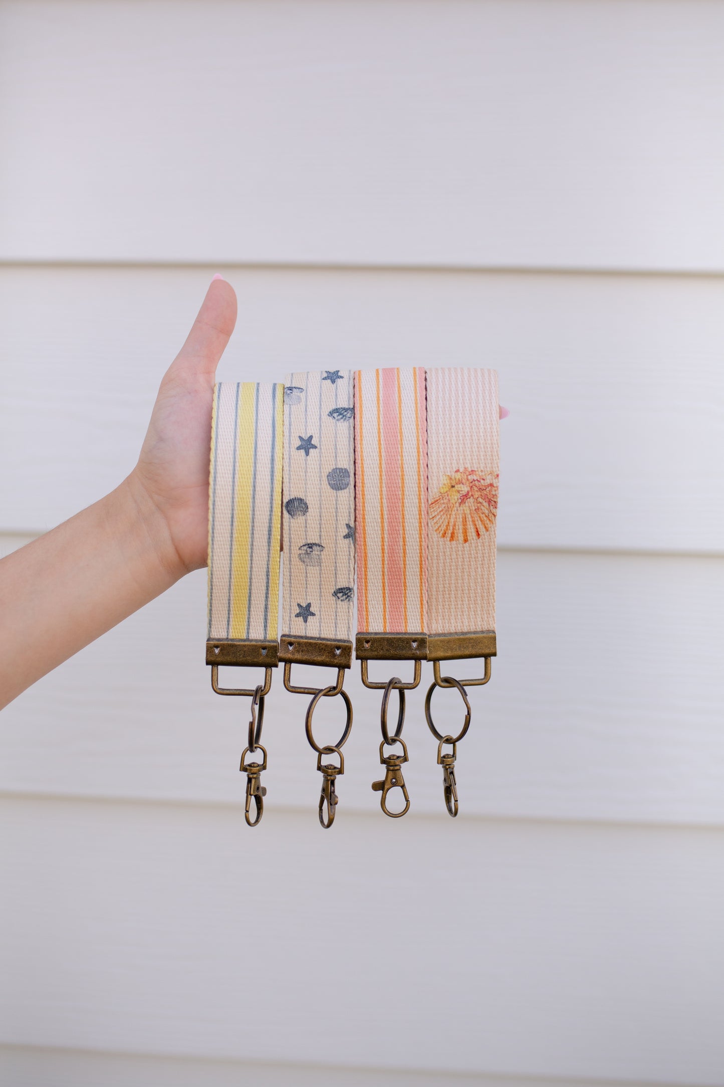 Summer Canvas Wristlet Keychain and Keychain Wallet, Handmade Key Fob Lanyard, Compact Keychain Wallet