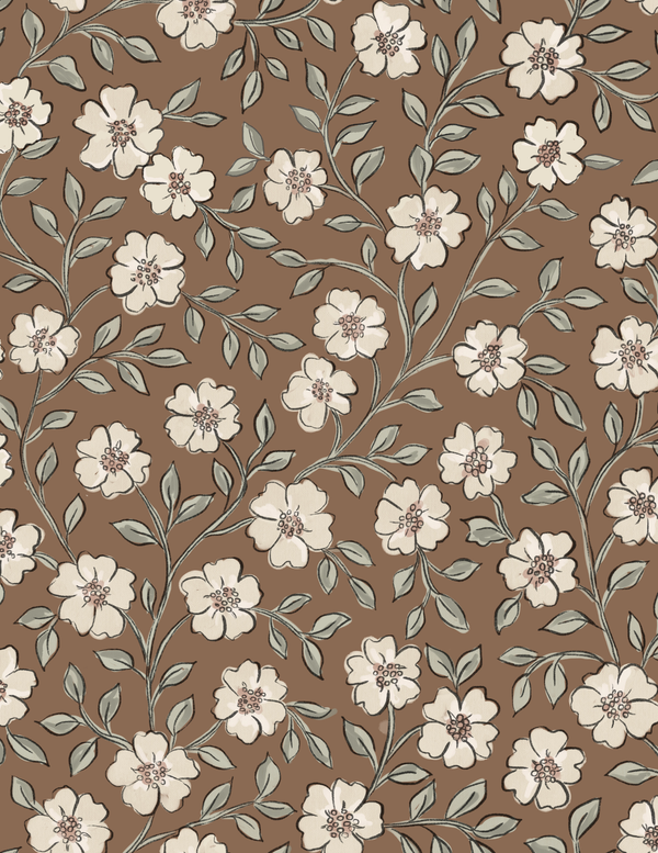 Brown White Flower pattern