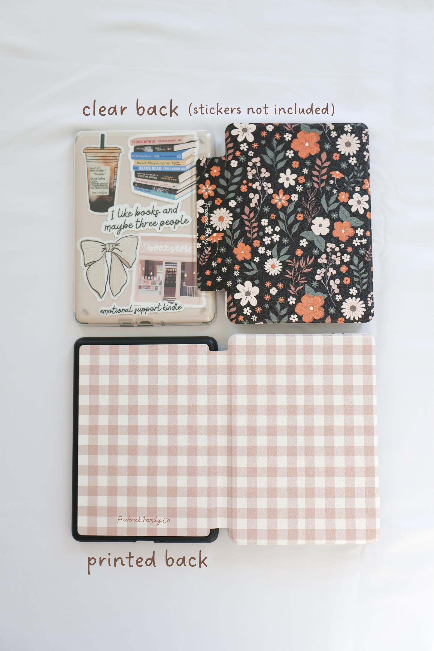 Kindle Case Clear & Printed Back with Hand Strap – Transparent Protective E-Reader Cover, Slim Lightweight Kindle Case