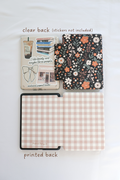 Kindle Case Clear & Printed Back with Hand Strap – Transparent Protective E-Reader Cover, Slim Lightweight Kindle Case